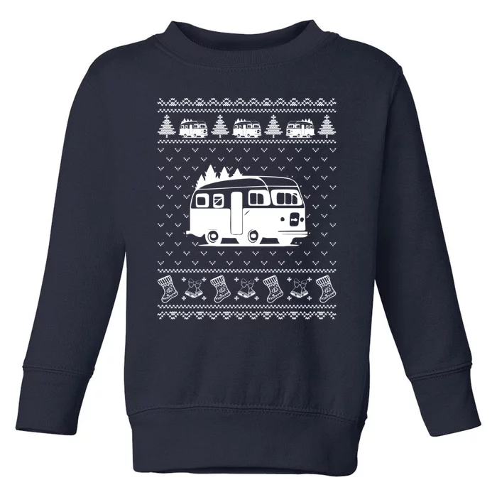 Ugly Sweater Christmas Holiday Design Funny Camper Xmas Toddler Sweatshirt