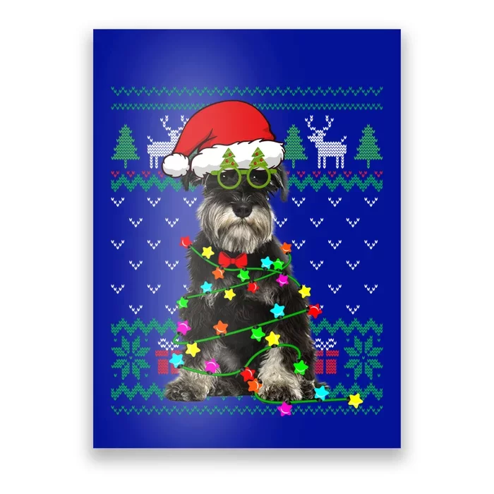 Ugly Sweater Christmas Lights Schnauzer Dog Puppy Lover Gift Poster