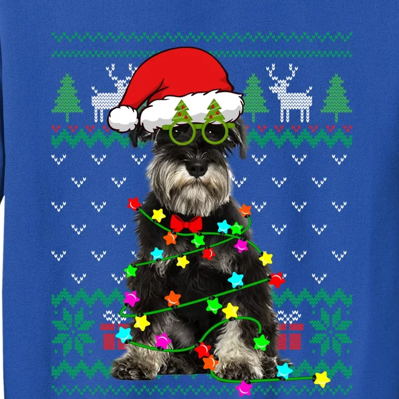 Ugly Sweater Christmas Lights Schnauzer Dog Puppy Lover Gift Tall Sweatshirt