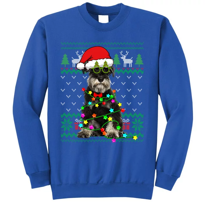 Ugly Sweater Christmas Lights Schnauzer Dog Puppy Lover Gift Tall Sweatshirt