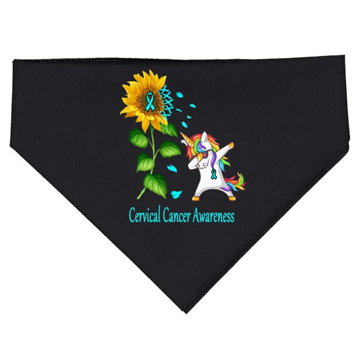 Unicorn SunFlower Cervical Cancer Awareness USA-Made Doggie Bandana