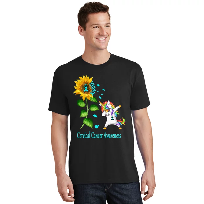 Unicorn SunFlower Cervical Cancer Awareness T-Shirt