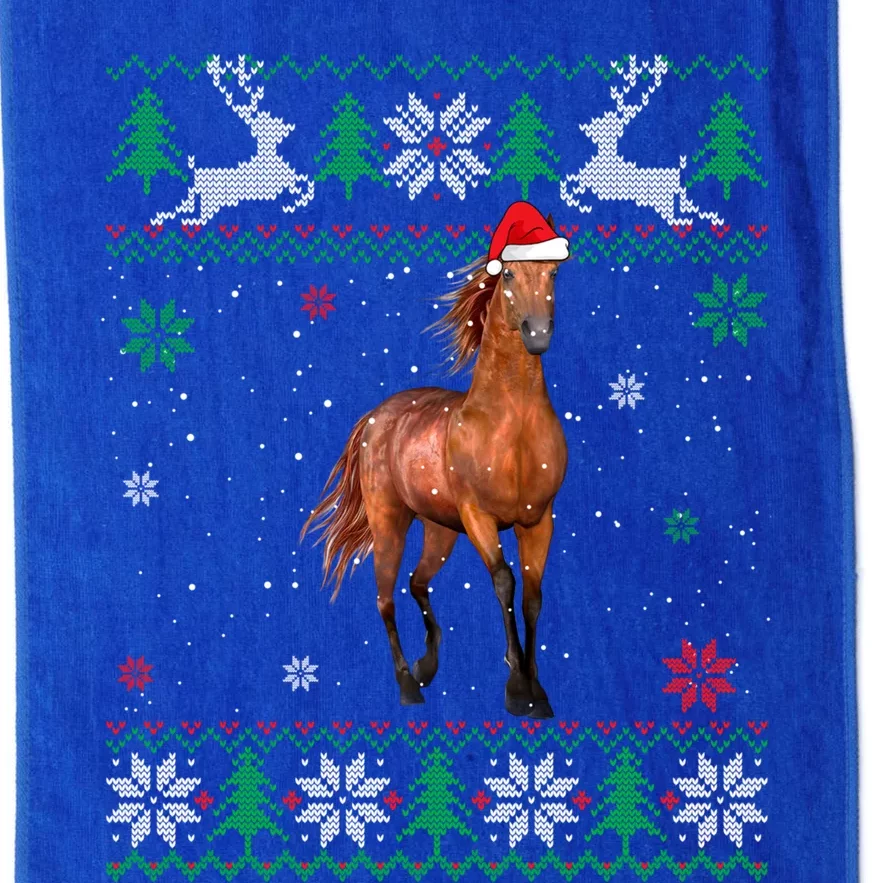 Ugly Sweater Christmas Horse Lover Santa Hat Animals Funny Gift Platinum Collection Golf Towel