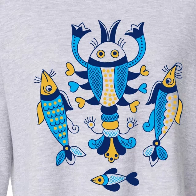 Ukrainian Sea Creatures Cropped Pullover Crew