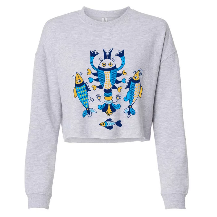 Ukrainian Sea Creatures Cropped Pullover Crew