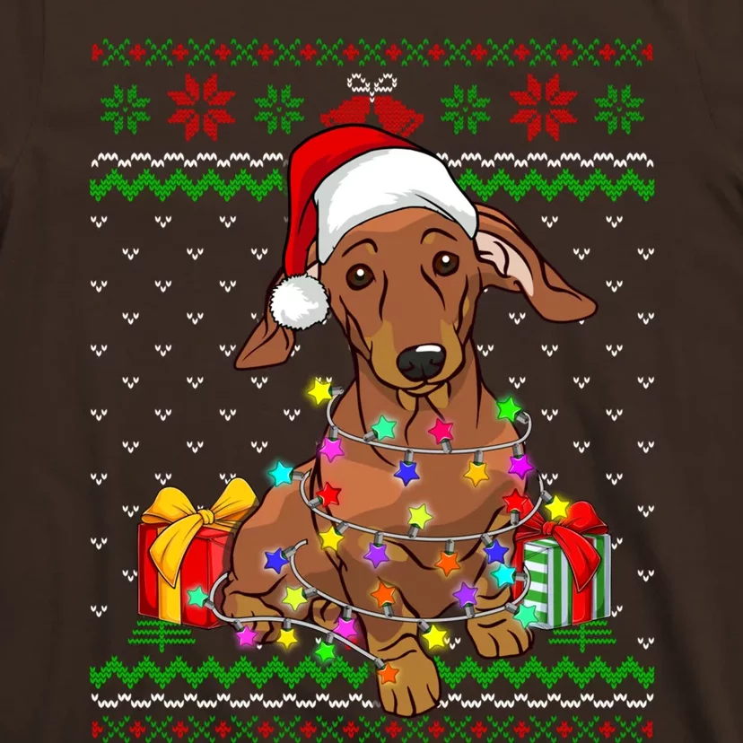 Ugly Sweater Christmas Lights Dachshund Dog Lover T-Shirt