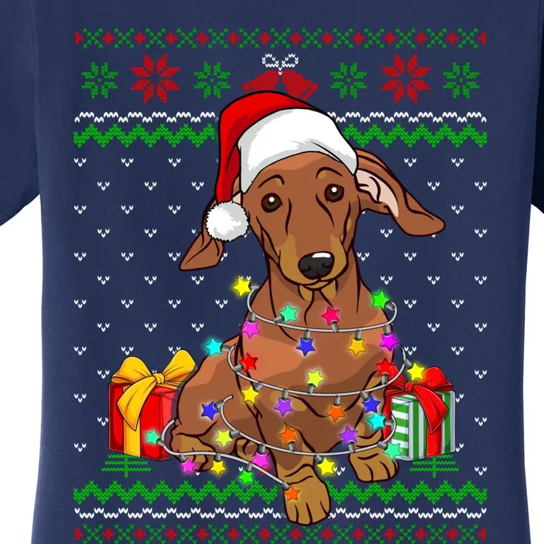 Ugly Sweater Christmas Lights Dachshund Dog Lover Women's T-Shirt