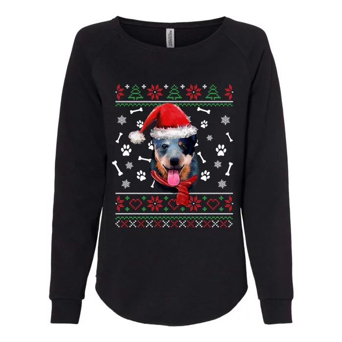 Ugly Sweater Christmas Blue Heeler Santa Hat Pajama Xmas Cool Gift Womens California Wash Sweatshirt