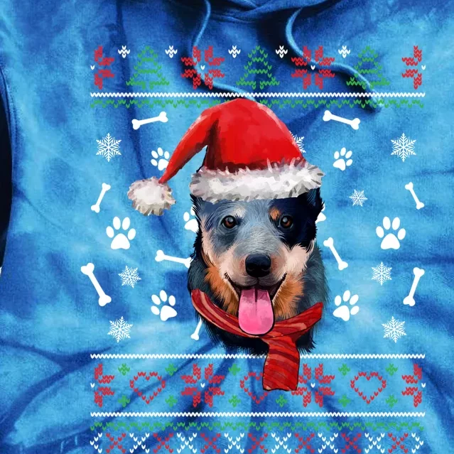 Ugly Sweater Christmas Blue Heeler Santa Hat Pajama Xmas Cool Gift Tie Dye Hoodie