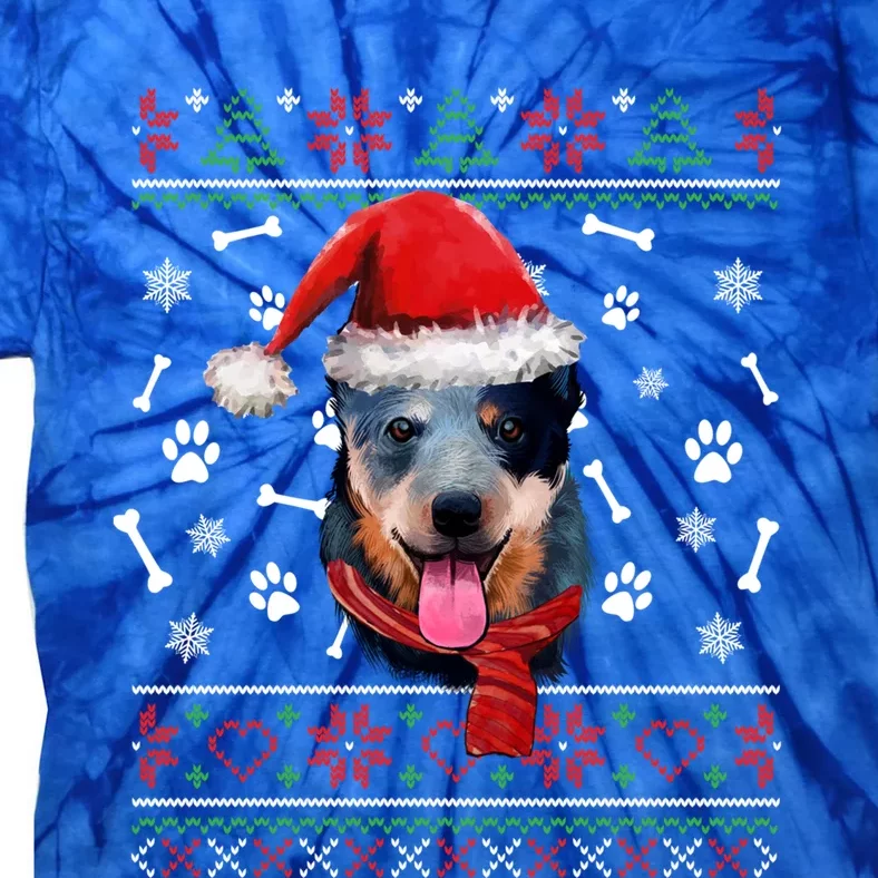 Ugly Sweater Christmas Blue Heeler Santa Hat Pajama Xmas Cool Gift Tie-Dye T-Shirt