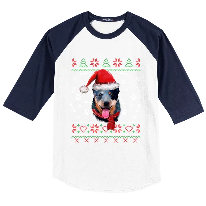 Ugly Sweater Christmas Blue Heeler Santa Hat Pajama Xmas Cool Gift Baseball Sleeve Shirt