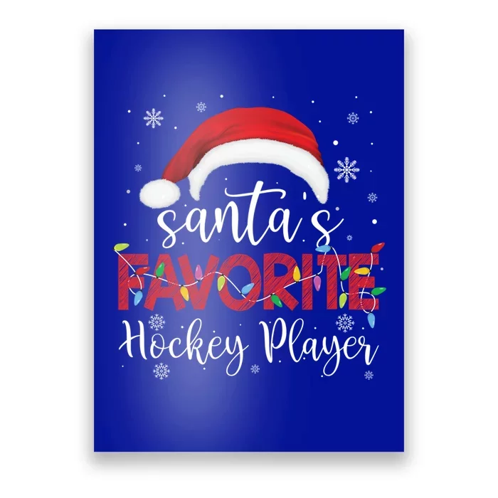 Ugly Sweater Christmas SantaS Favorite Hockey Player Xmas Gift Poster