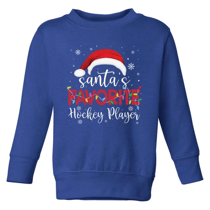 Ugly Sweater Christmas SantaS Favorite Hockey Player Xmas Gift Toddler Sweatshirt