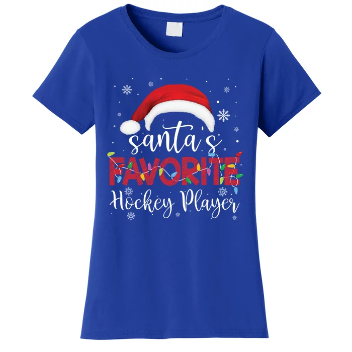 Ugly Sweater Christmas SantaS Favorite Hockey Player Xmas Gift Women's T-Shirt