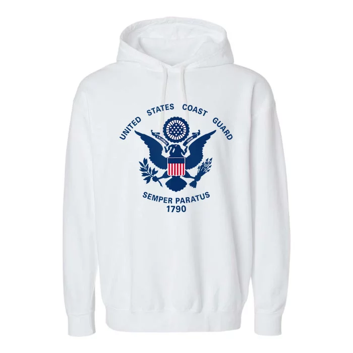 United States Coast Guard USCG Logo Police Veteran Patriotic Garment-Dyed Fleece Hoodie