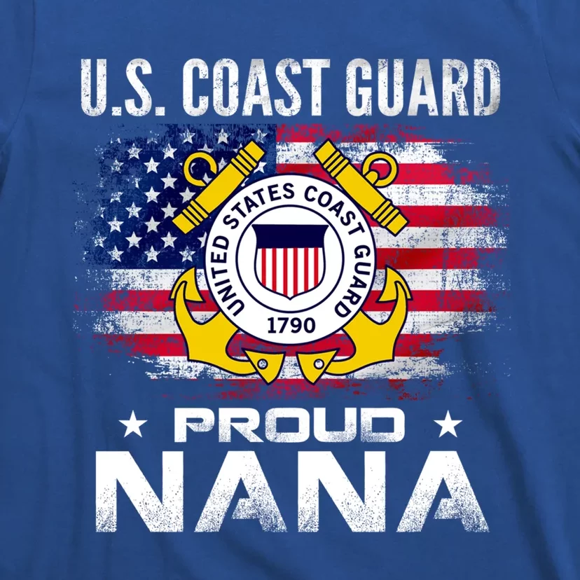 U S Coast Guard Proud Nana With American Flag Gift Veteran Gift T-Shirt