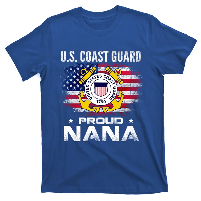 U S Coast Guard Proud Nana With American Flag Gift Veteran Gift T-Shirt