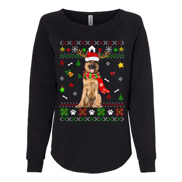 Ugly Sweater Christmas Ger Shepherd Dog Puppy Xmas Pajama Gift Womens California Wash Sweatshirt