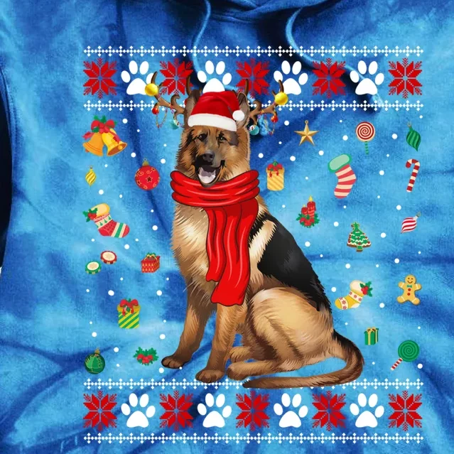 Ugly Sweater Christmas Ger Shepherd Dog Puppy Xmas Pajama Gift Tie Dye Hoodie