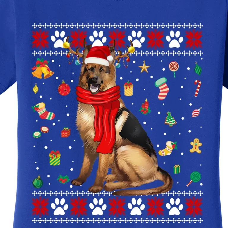 Ugly Sweater Christmas Ger Shepherd Dog Puppy Xmas Pajama Gift Women's T-Shirt