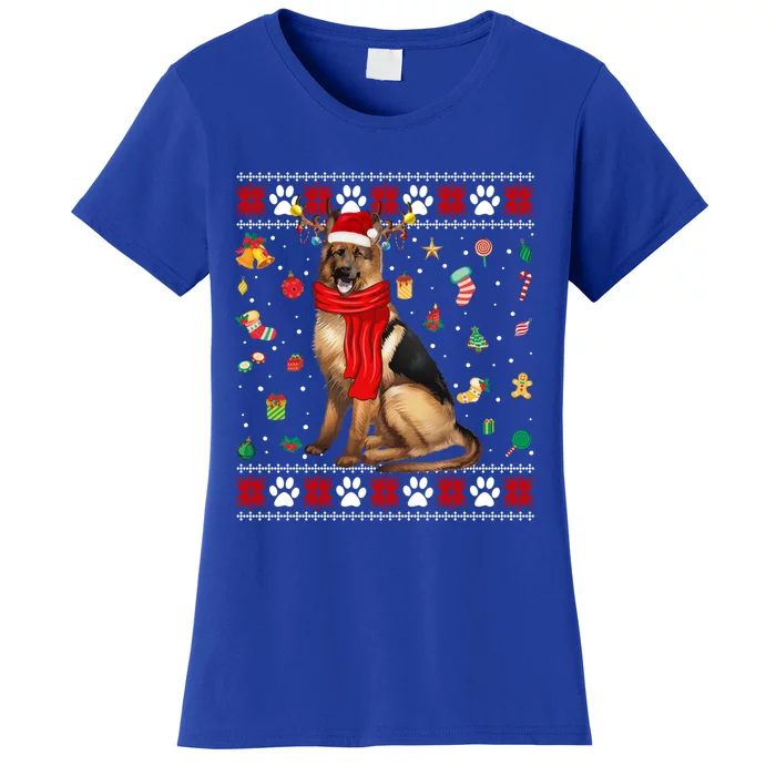 Ugly Sweater Christmas Ger Shepherd Dog Puppy Xmas Pajama Gift Women's T-Shirt