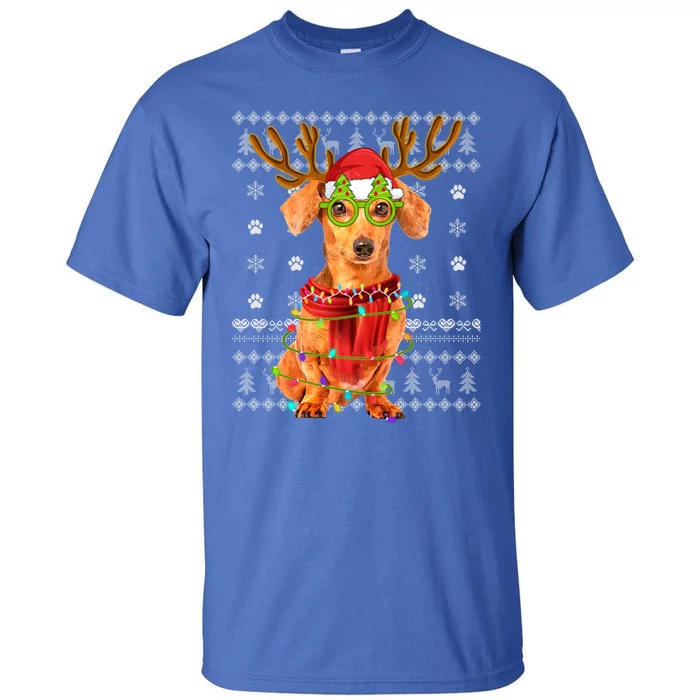 Ugly Sweater Christmas Lights Dachshund Dog Puppy Lover Cute Gift Tall T-Shirt