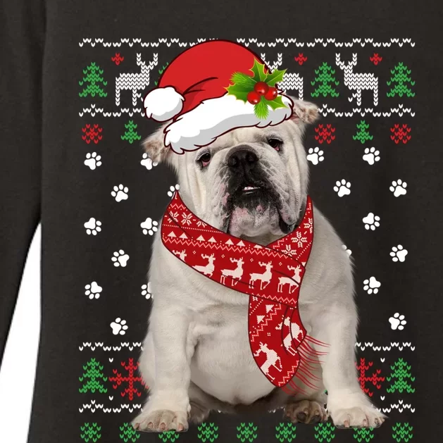 Ugly Sweater Christmas English Bulldog Dog Puppy Xmas Pajama Great Gift Womens CVC Long Sleeve Shirt