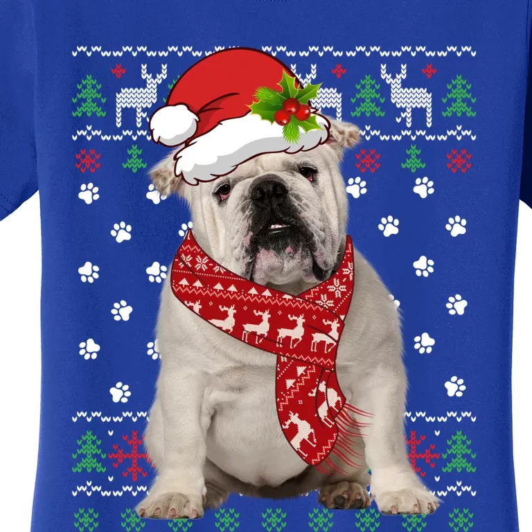 Ugly Sweater Christmas English Bulldog Dog Puppy Xmas Pajama Great Gift Women's T-Shirt