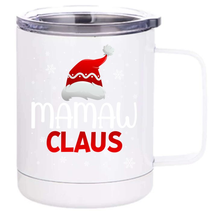 Ugly Sweater Christmas Matching Costume Mamaw Claus Gift Front & Back 12oz Stainless Steel Tumbler Cup