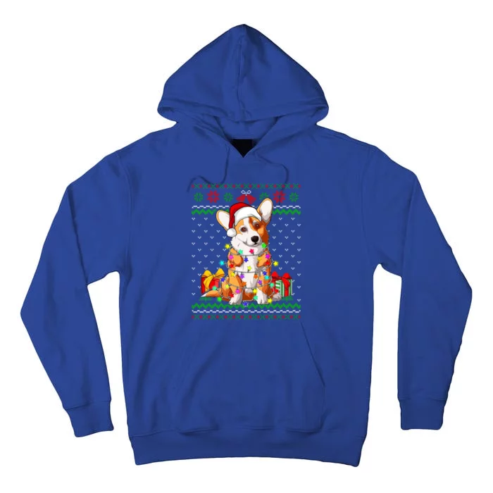 Ugly Sweater Christmas Lights Corgi Dog Lover Cool Gift Tall Hoodie