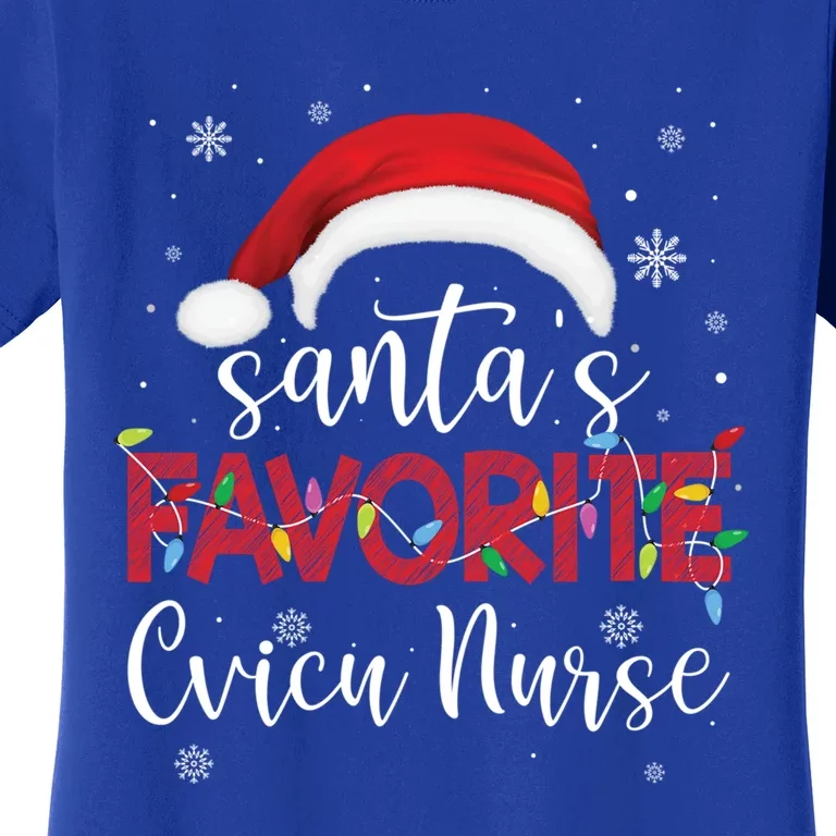 Ugly Sweater Christmas Santas Favorite Cvicu Nurse Xmas Gift Women's T-Shirt