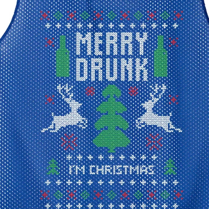 Ugly Sweater Christmas Design Merry Drunk IM Christmas Gift Mesh Reversible Basketball Jersey Tank