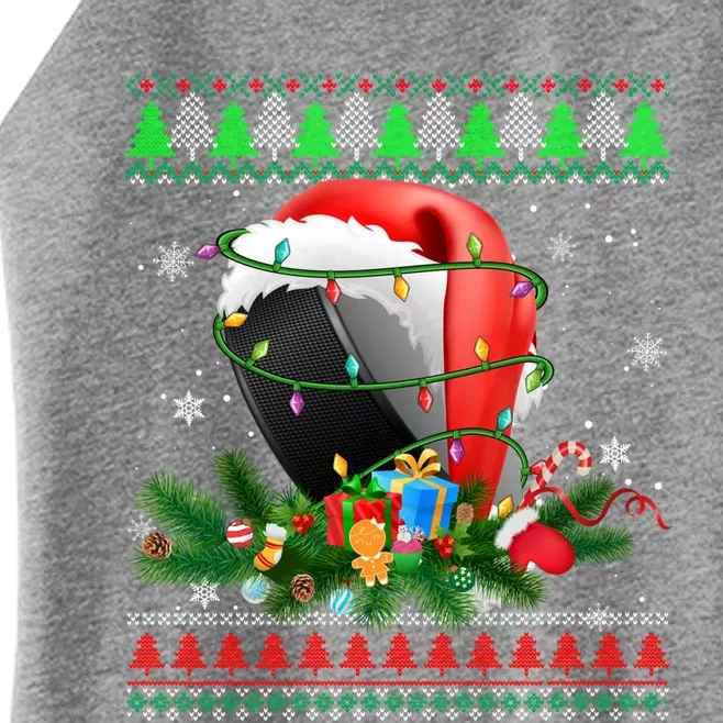 Ugly Sweater Christmas Pajama Hockey Xmas Lights Sport Gift Women’s Perfect Tri Rocker Tank