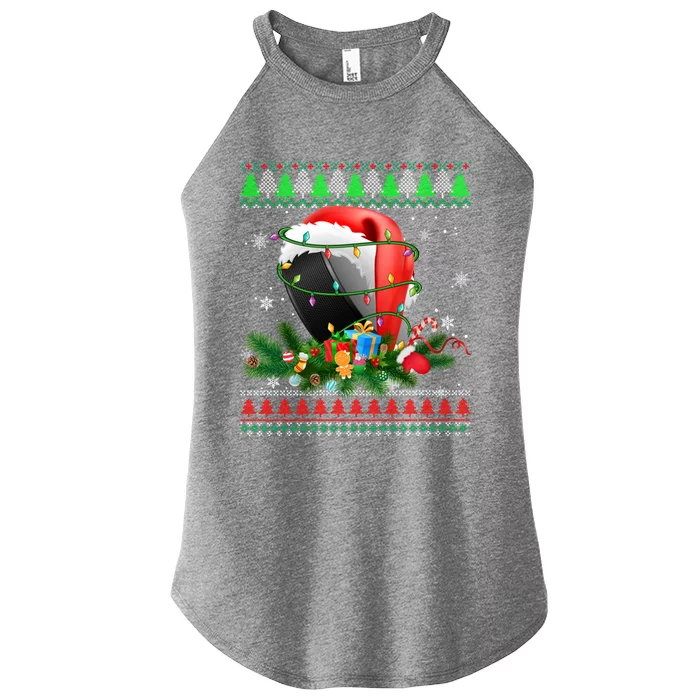 Ugly Sweater Christmas Pajama Hockey Xmas Lights Sport Gift Women’s Perfect Tri Rocker Tank