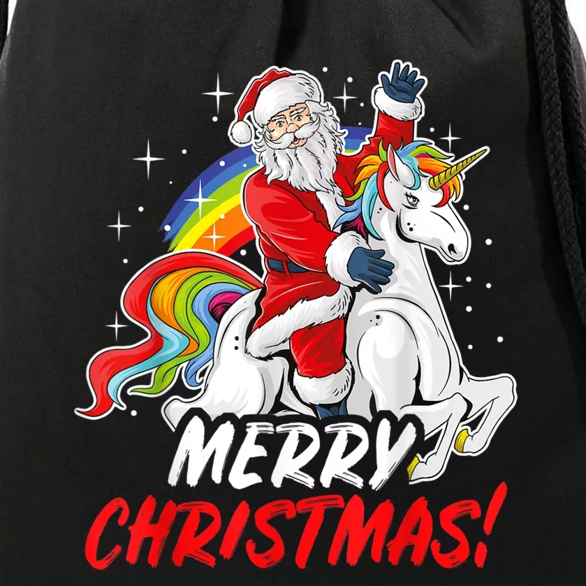 Unicorn Santa Claus Christmas Holiday Drawstring Bag