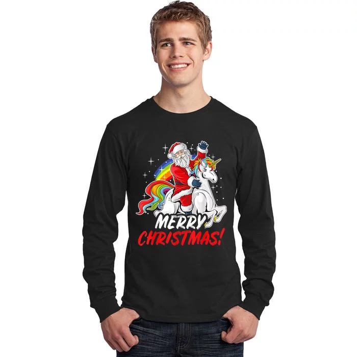 Unicorn Santa Claus Christmas Holiday Tall Long Sleeve T-Shirt