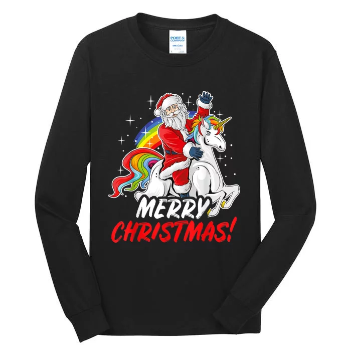 Unicorn Santa Claus Christmas Holiday Tall Long Sleeve T-Shirt