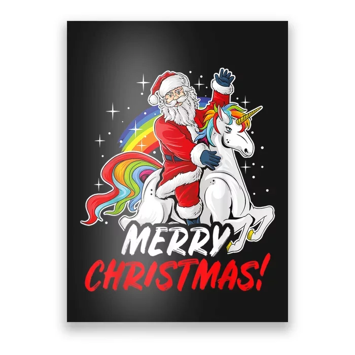 Unicorn Santa Claus Christmas Holiday Poster