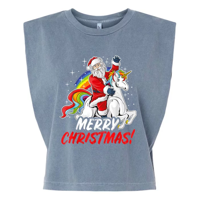 Unicorn Santa Claus Christmas Holiday Garment-Dyed Women's Muscle Tee