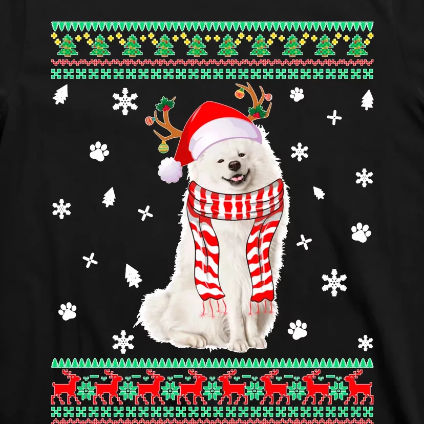 Ugly Sweater Christmas American Eskimo Dog Santa Reindeer T-Shirt