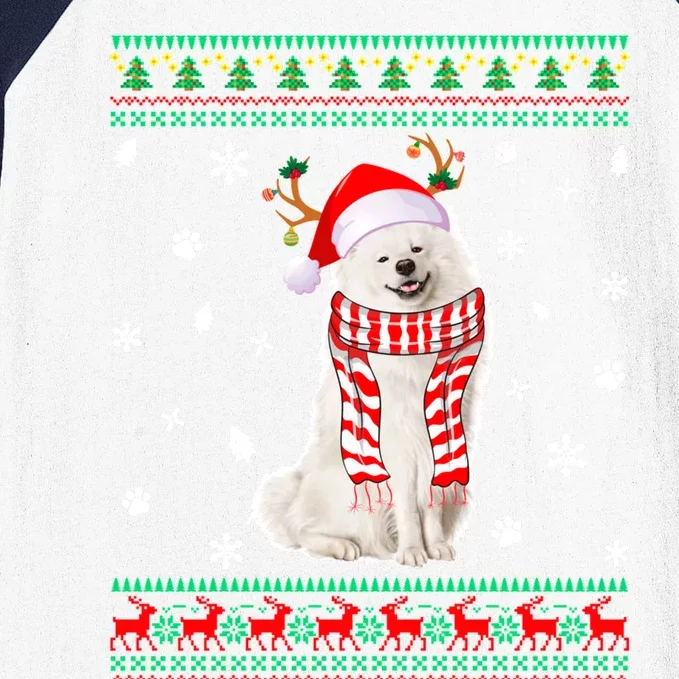 Ugly Sweater Christmas American Eskimo Dog Santa Reindeer Baseball Sleeve Shirt