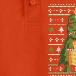 Ugly Sweater Christmas Dinosaur Design Funny Xmas Tree Rex Funny Gift Dry Zone Grid Performance Polo