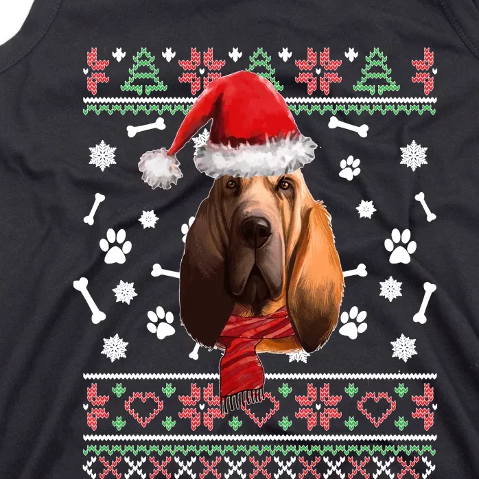 Ugly Sweater Christmas Bloodhound Dog Santa Hat Pajama Tank Top