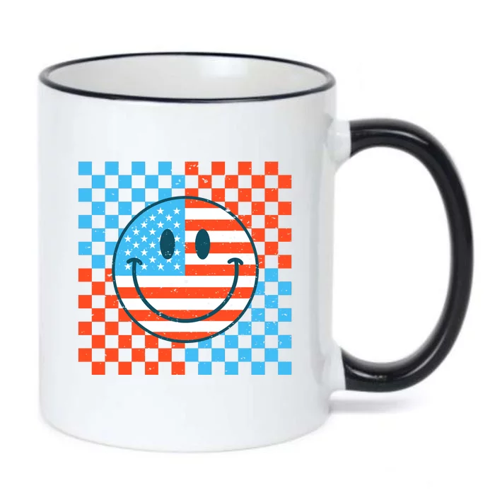 Usa Smiley Checkerboard Black Color Changing Mug