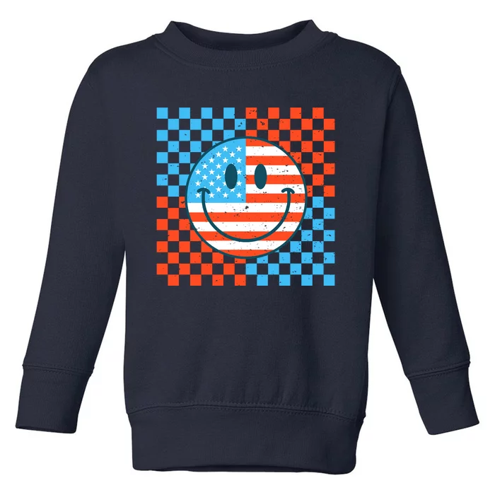 Usa Smiley Checkerboard Toddler Sweatshirt