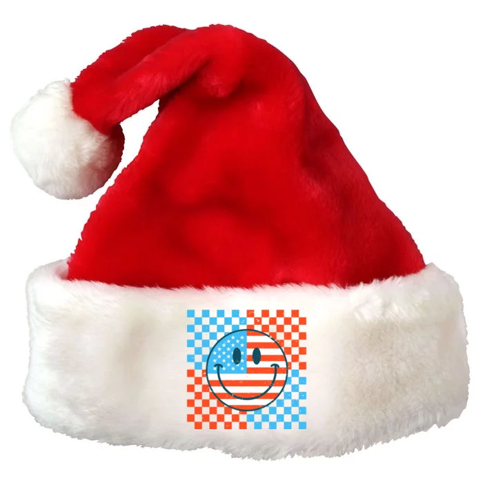 Usa Smiley Checkerboard Premium Christmas Santa Hat