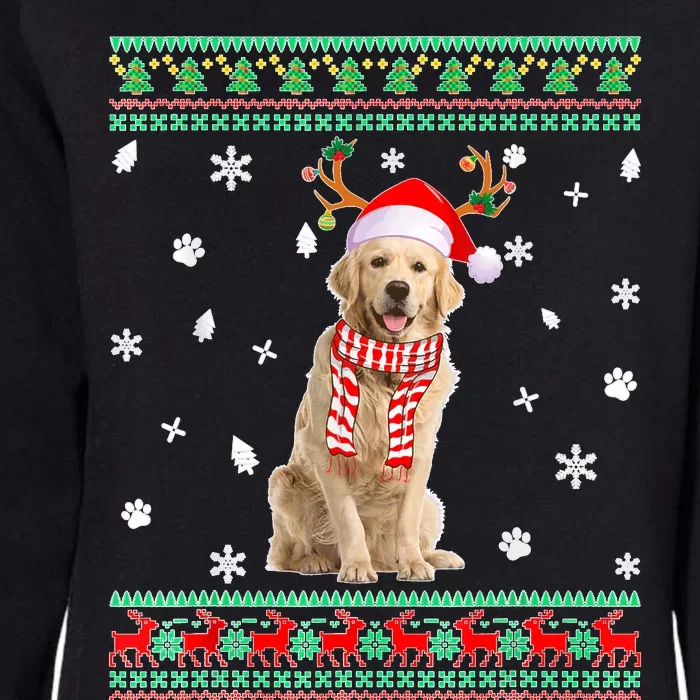 Ugly Sweater Christmas Golden Retriever Dog Santa Reindeer Womens California Wash Sweatshirt