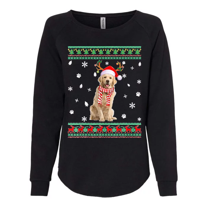 Ugly Sweater Christmas Golden Retriever Dog Santa Reindeer Womens California Wash Sweatshirt