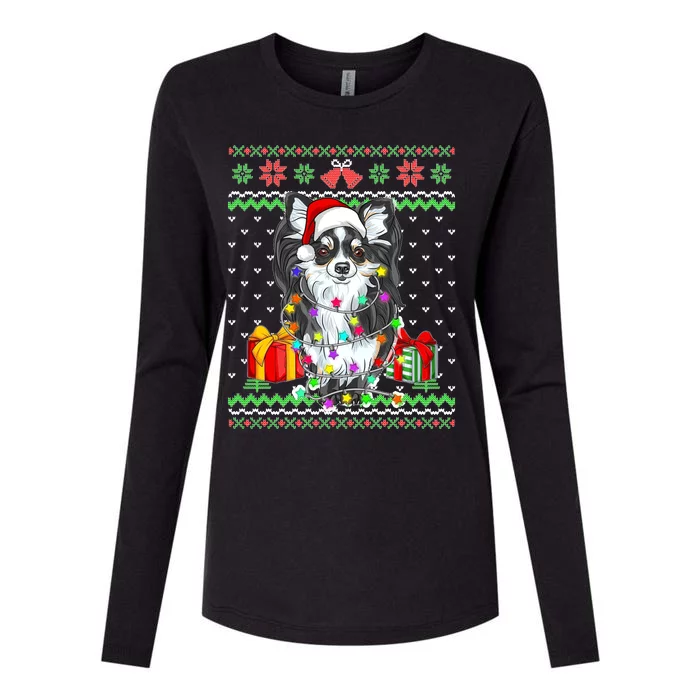 Ugly Sweater Christmas Lights Chihuahua Dog Puppy Lover Womens Cotton Relaxed Long Sleeve T-Shirt