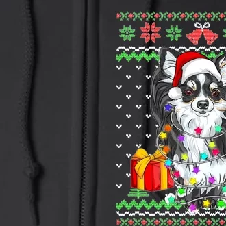 Ugly Sweater Christmas Lights Chihuahua Dog Puppy Lover Full Zip Hoodie